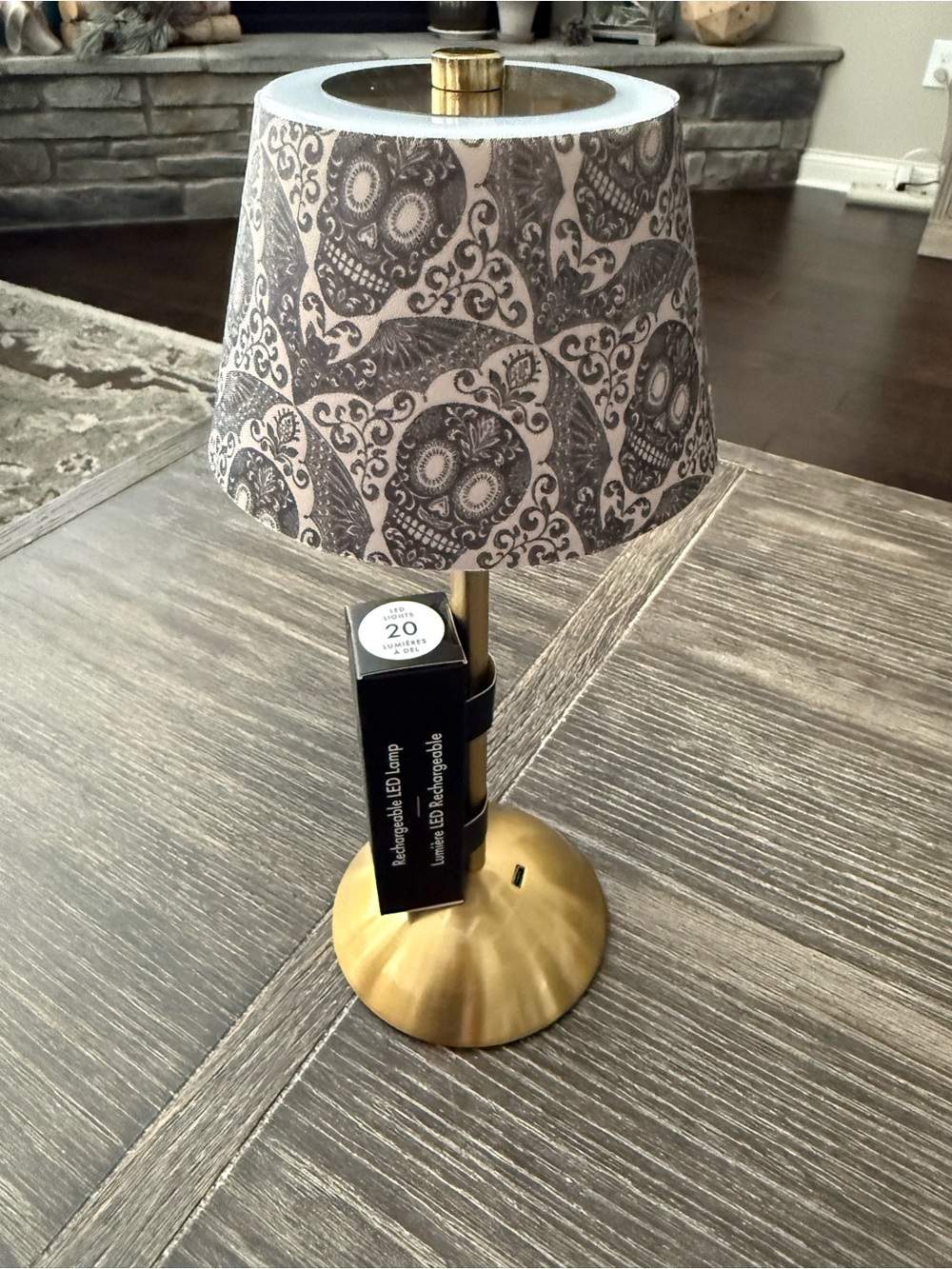NWT Halloween Skull and Bat LED rechargeable Lamp
